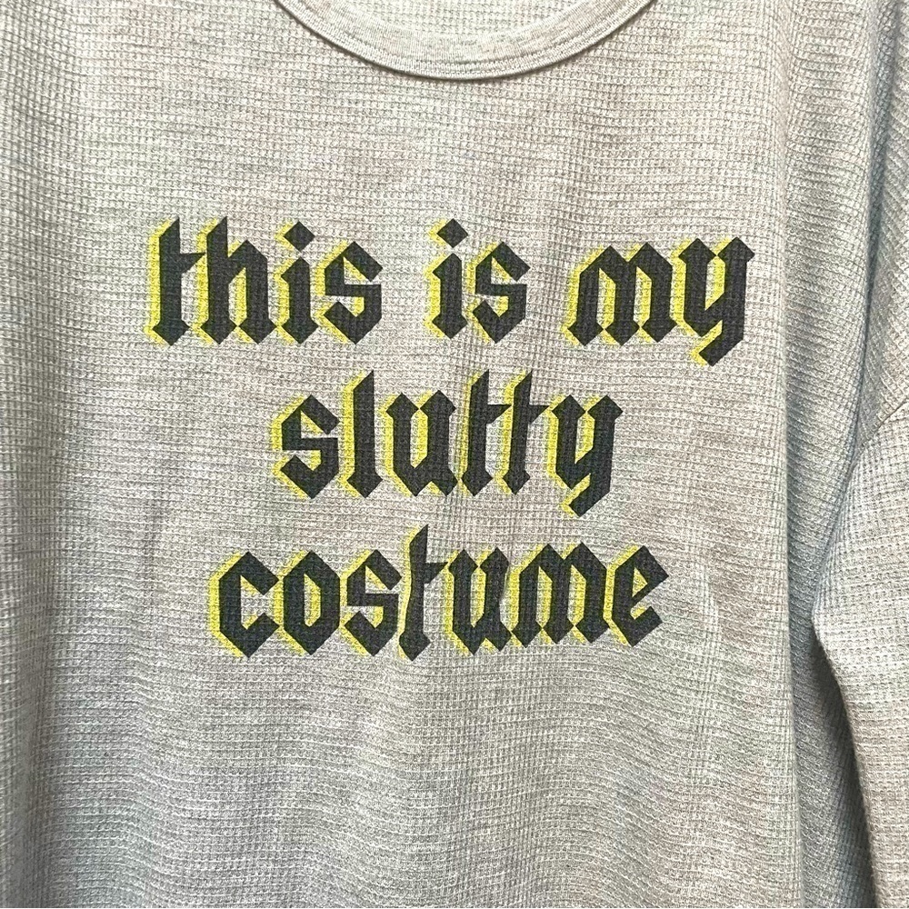 Wildfox Gray This Is My Slutty Costume Termal Tunic Long Sleeve Oversized Small - Picture 4 of 8